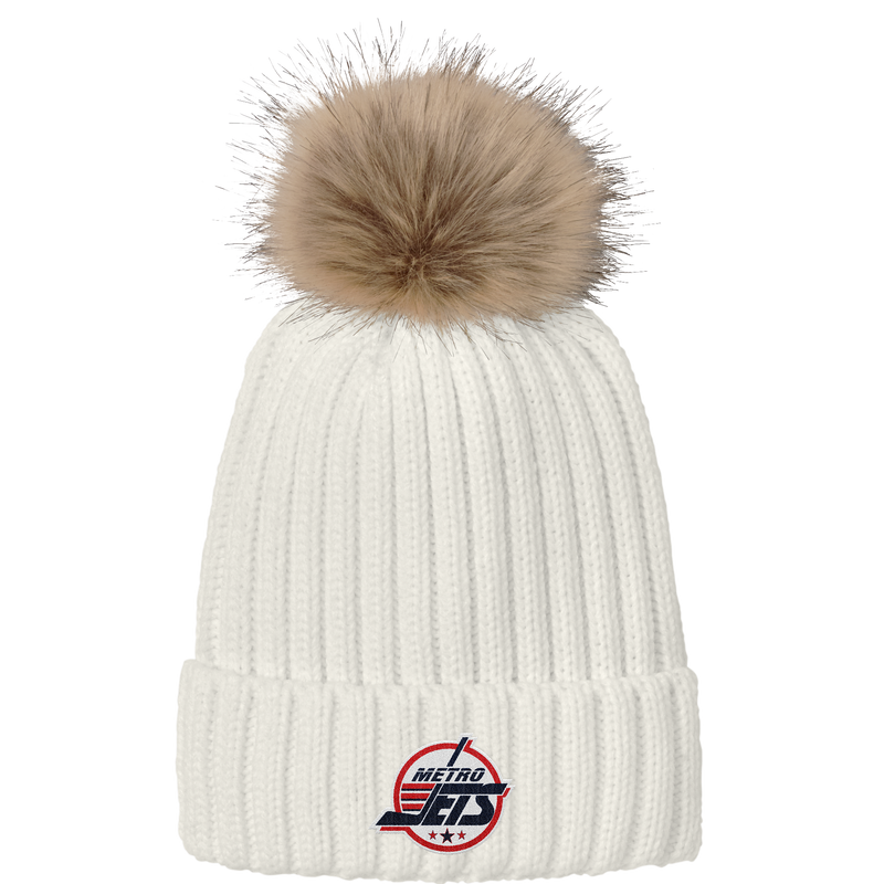 Metro Jets Faux Fur Pom Beanie