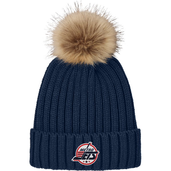 Metro Jets Faux Fur Pom Beanie